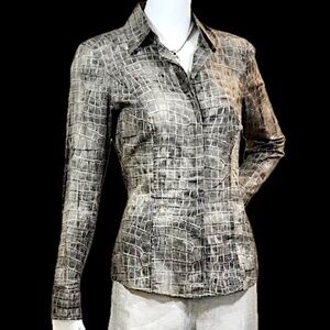 Escada Alligator Print Blouse 100% Cotton